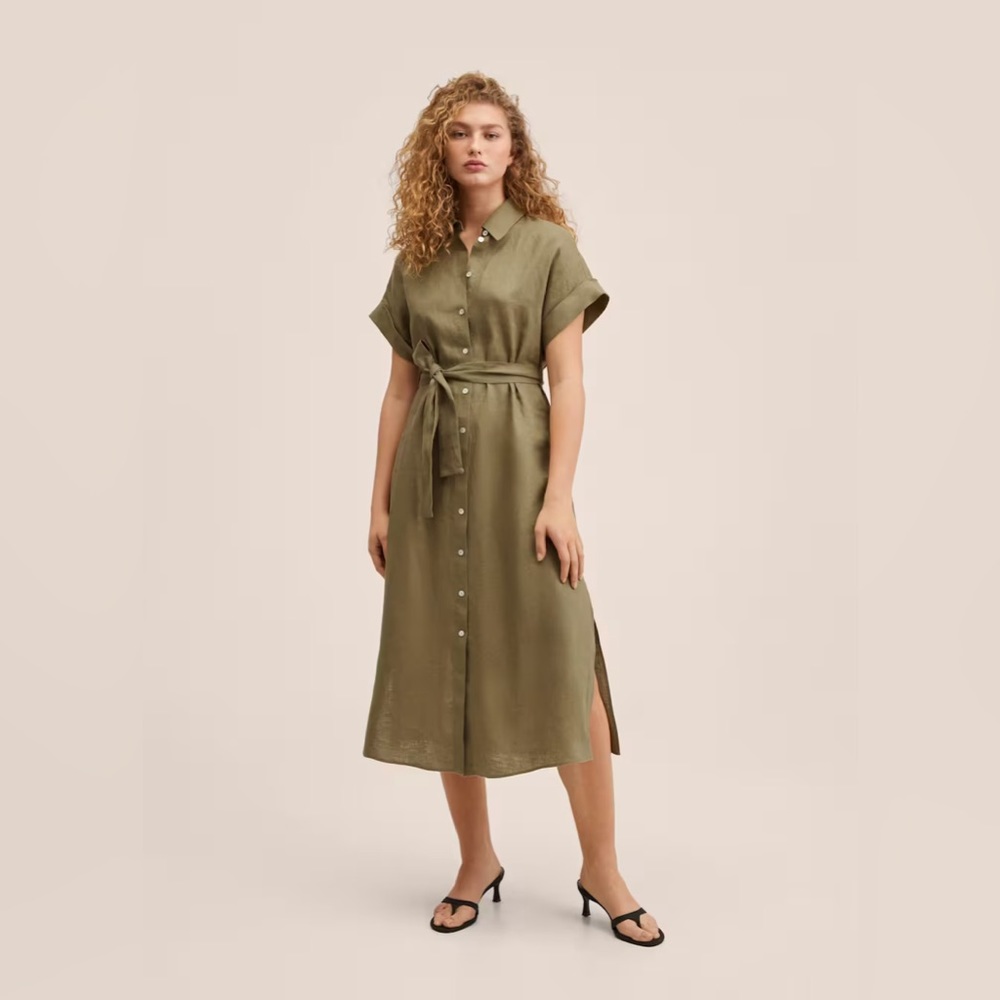 Mango Linen Shirt Dress